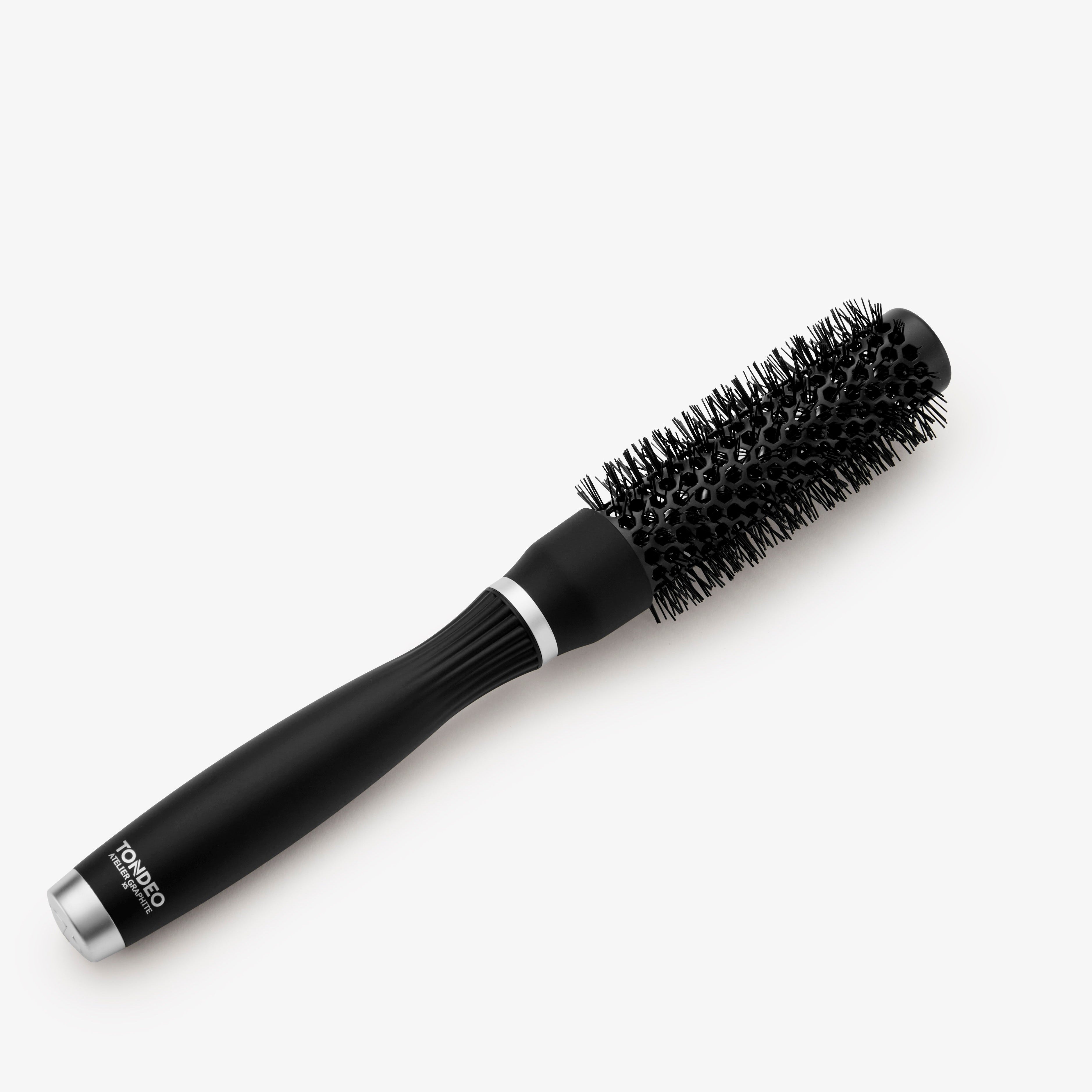 Atelier Graphite Haarbürste in elegantem Schwarz – professionelle Stylingbürste, Rundbürste Größe XS