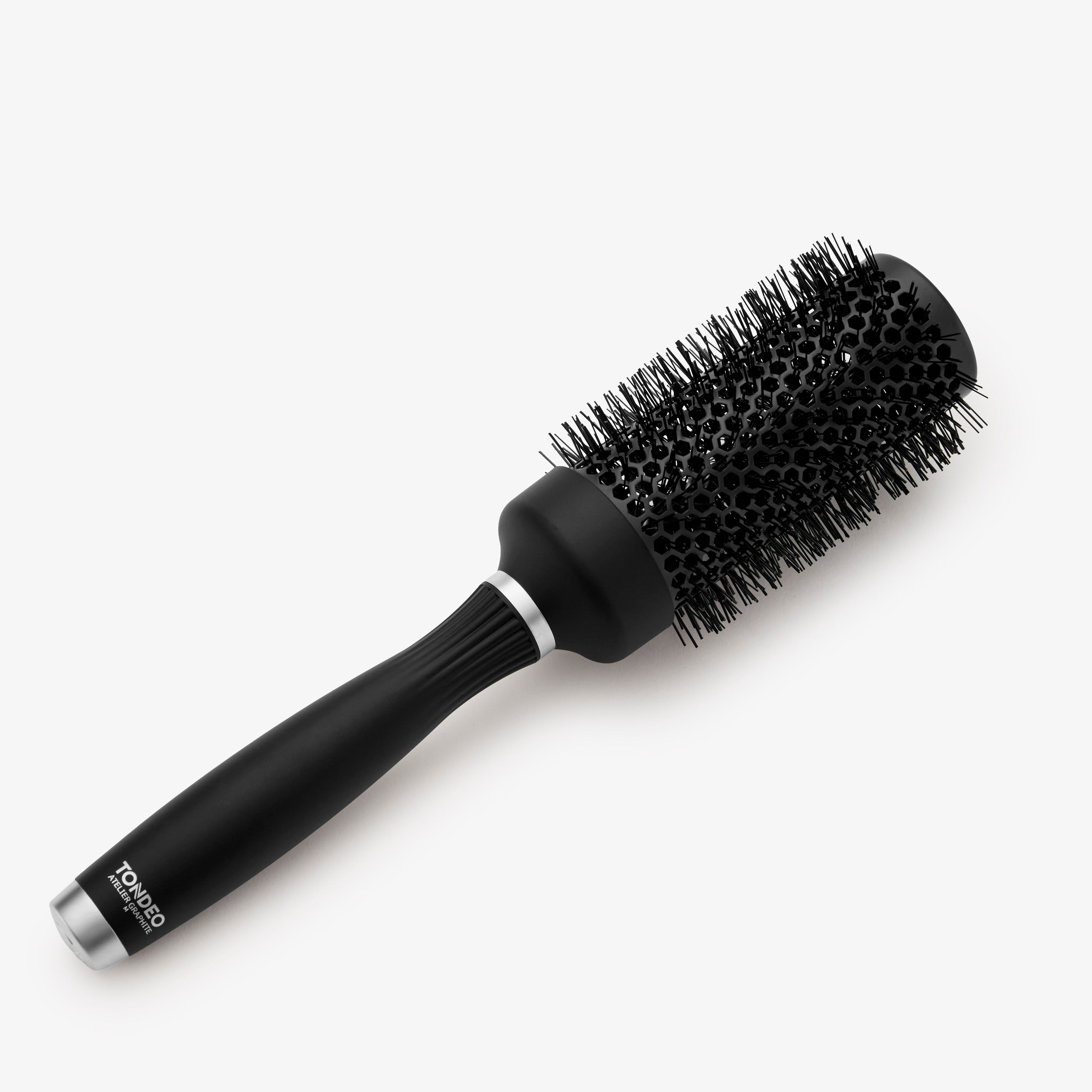 Atelier Graphite Haarbürste in elegantem Schwarz – professionelle Stylingbürste, Rundbürste Größe M