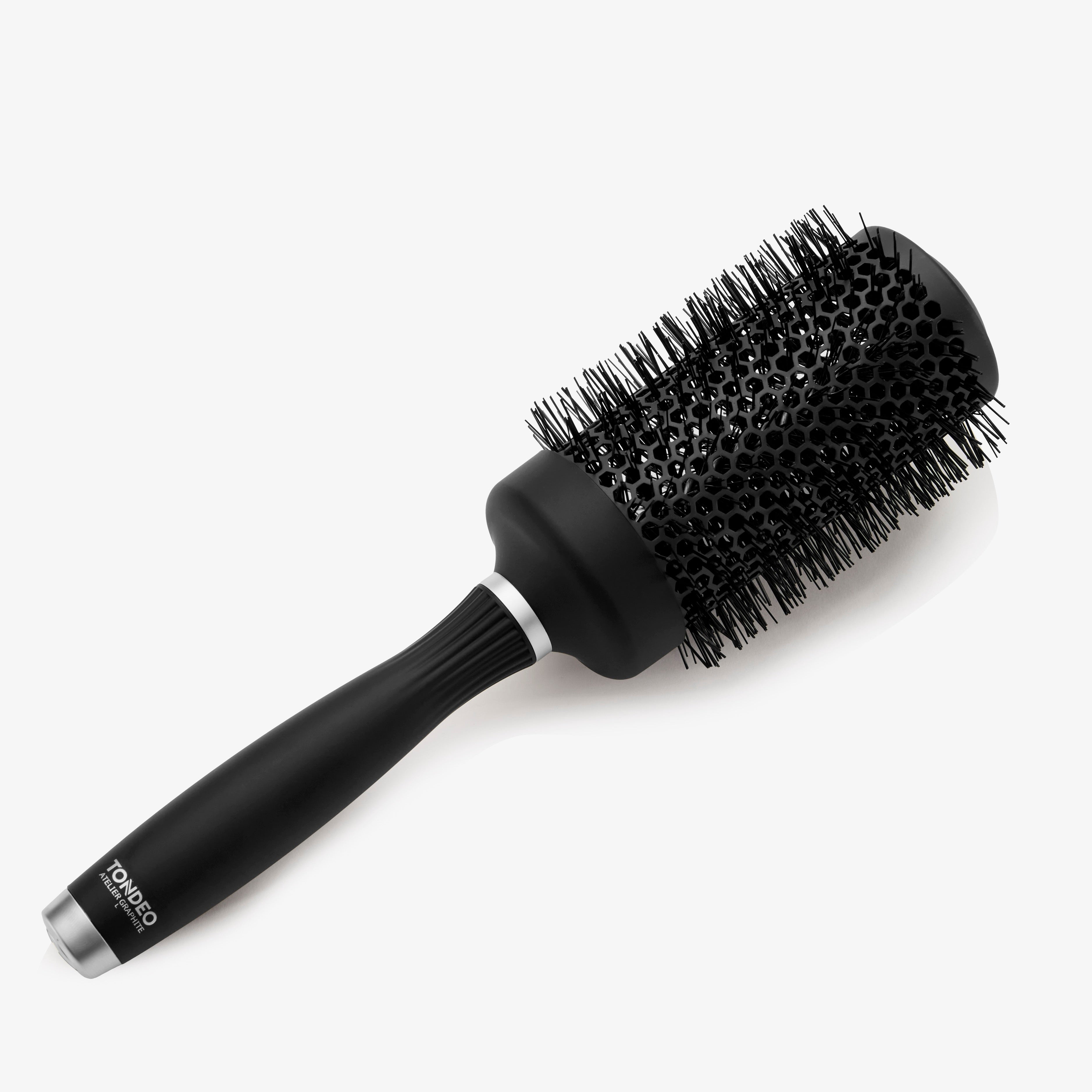 Atelier Graphite Haarbürste in elegantem Schwarz – professionelle Stylingbürste, Rundbürste Größe L