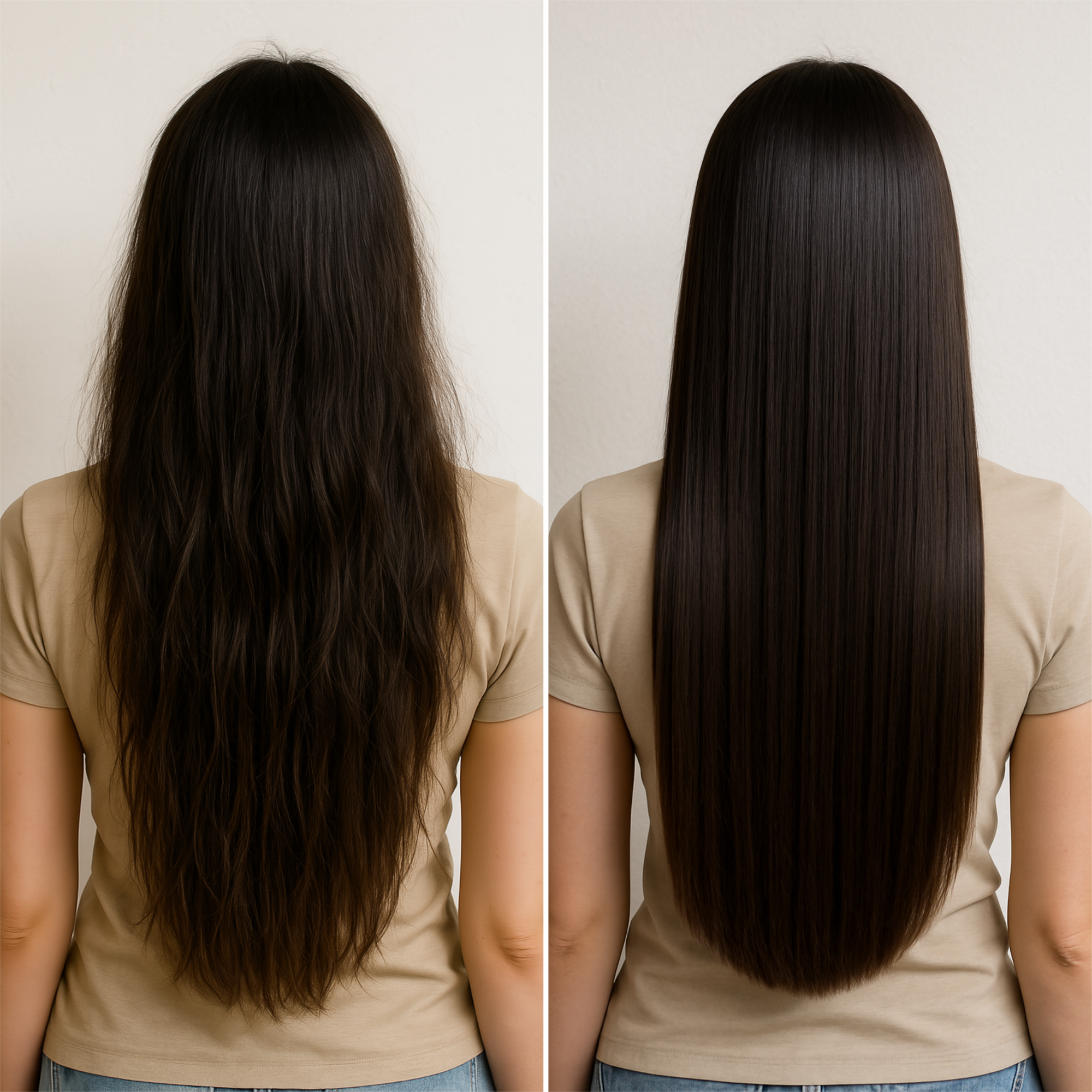 Antes y después del corte de pelo con tijeras de peluquería