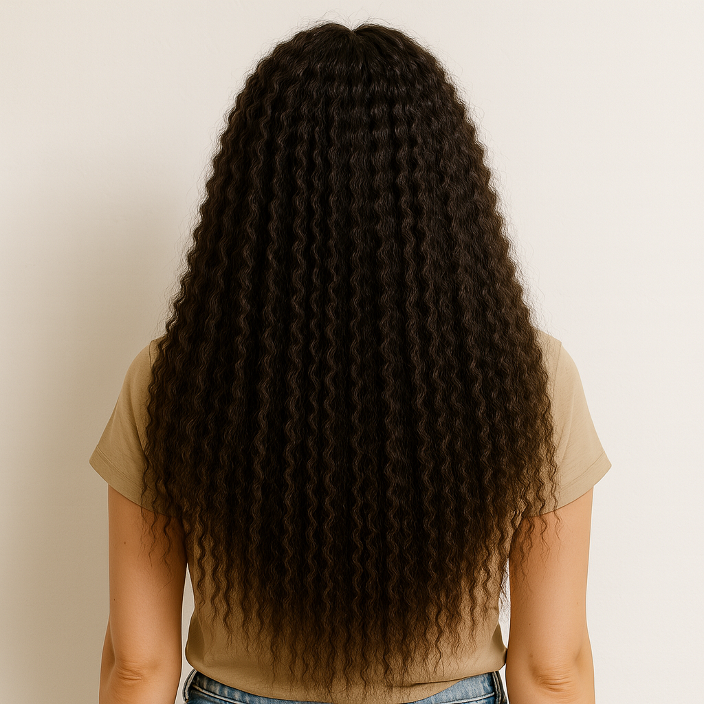 Langes, lockiges Haar von hinten