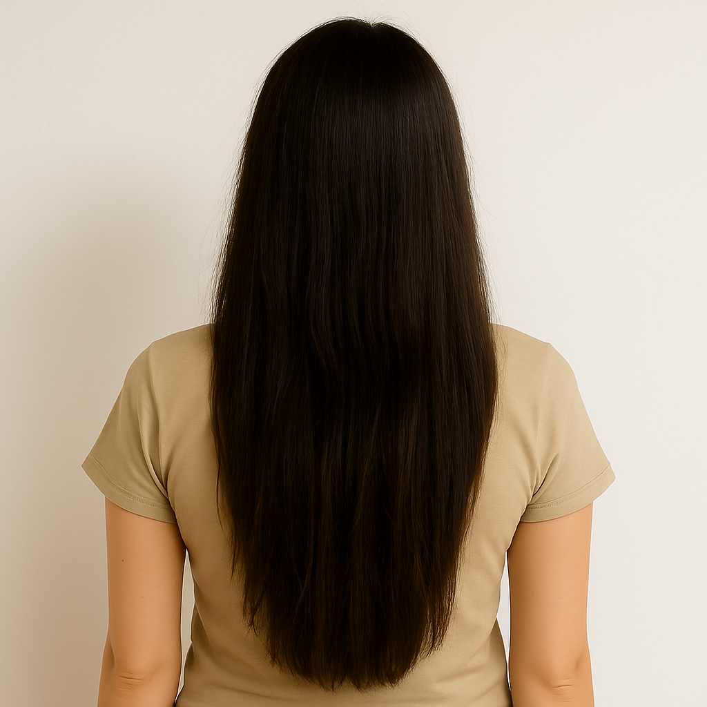 Langes, glattes Haar von hinten