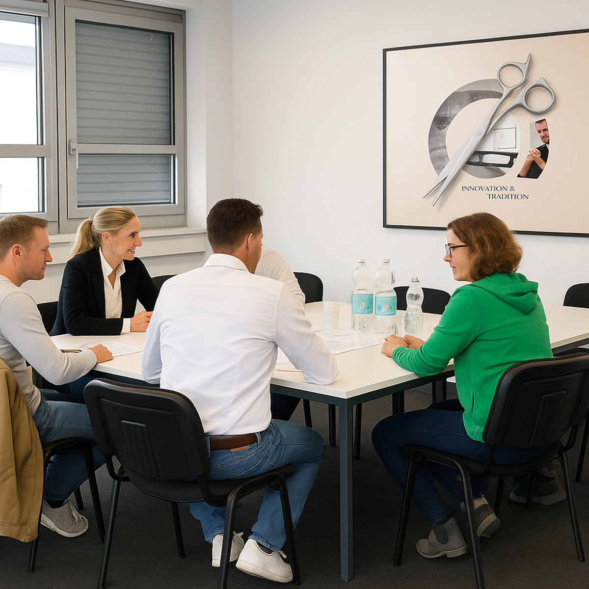 Meeting mit Friseurscheren-Wandbild