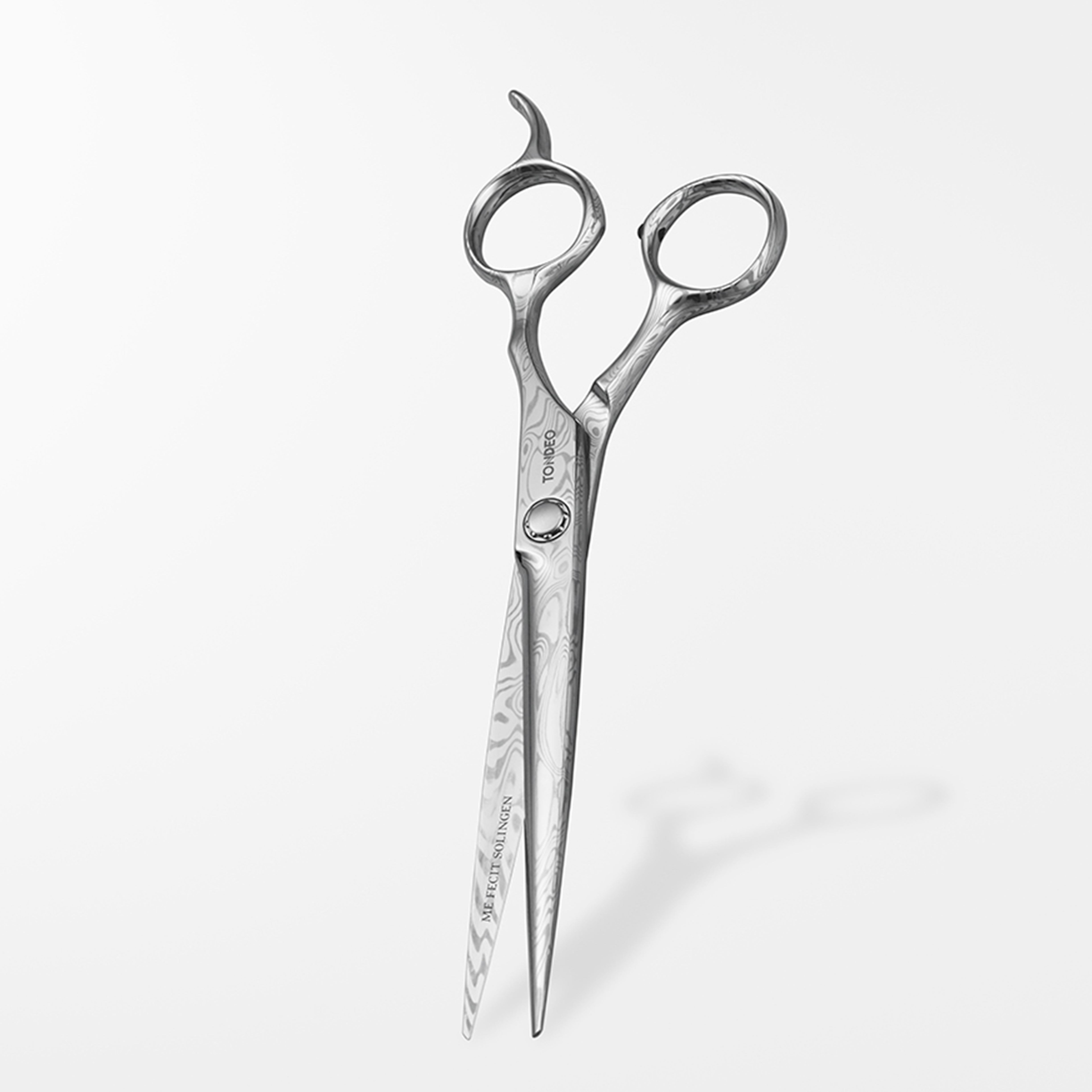 Premium Friseurschere Damast, silber, Made in Solingen, Tondeo