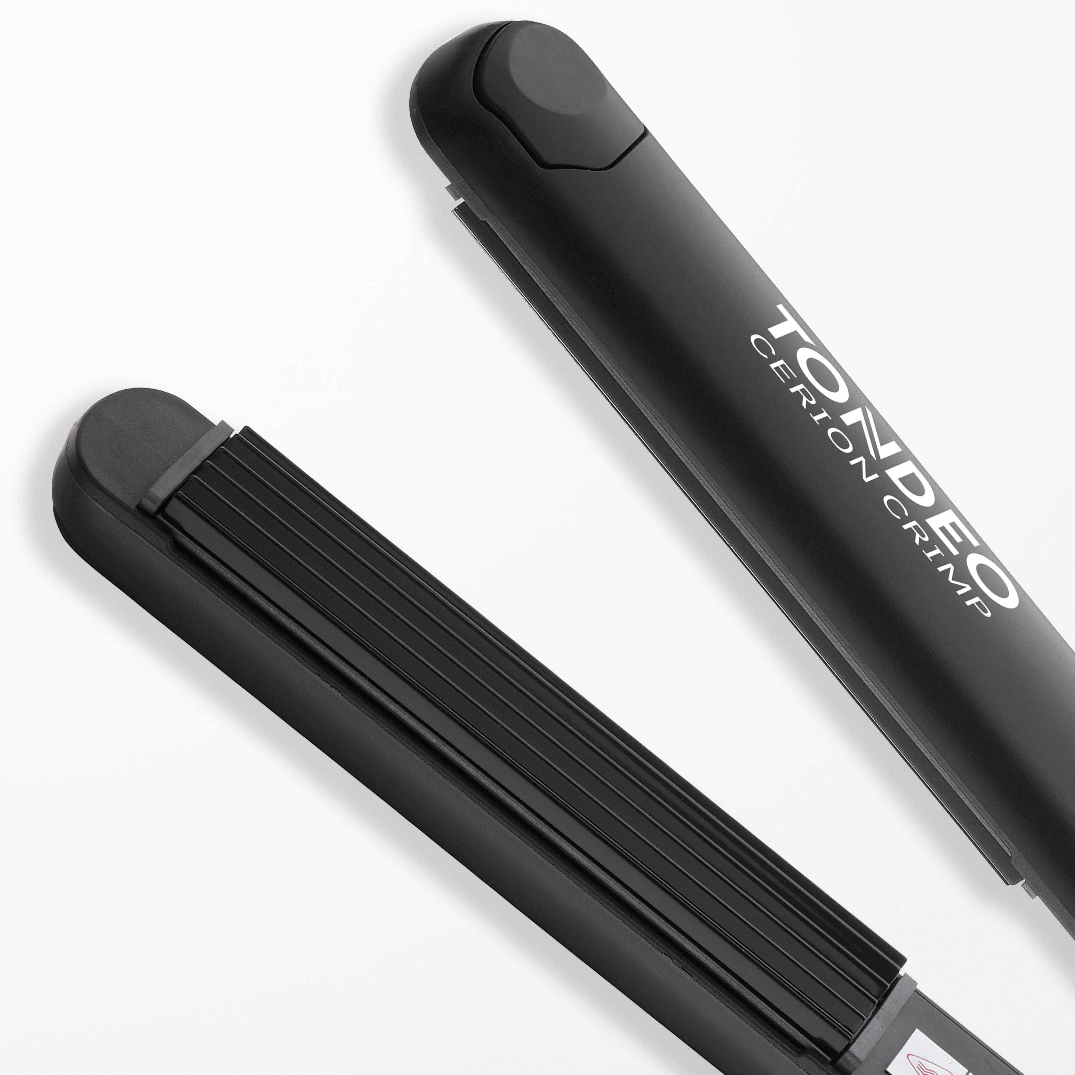 TONDEO CERION Crimping Iron in Black – Professional crimping iron for volume, texture, and long-lasting hairstyling. Ceramic plates of the TONDEO CERION Crimping Iron – Heat-protective hair styling in salon quality.