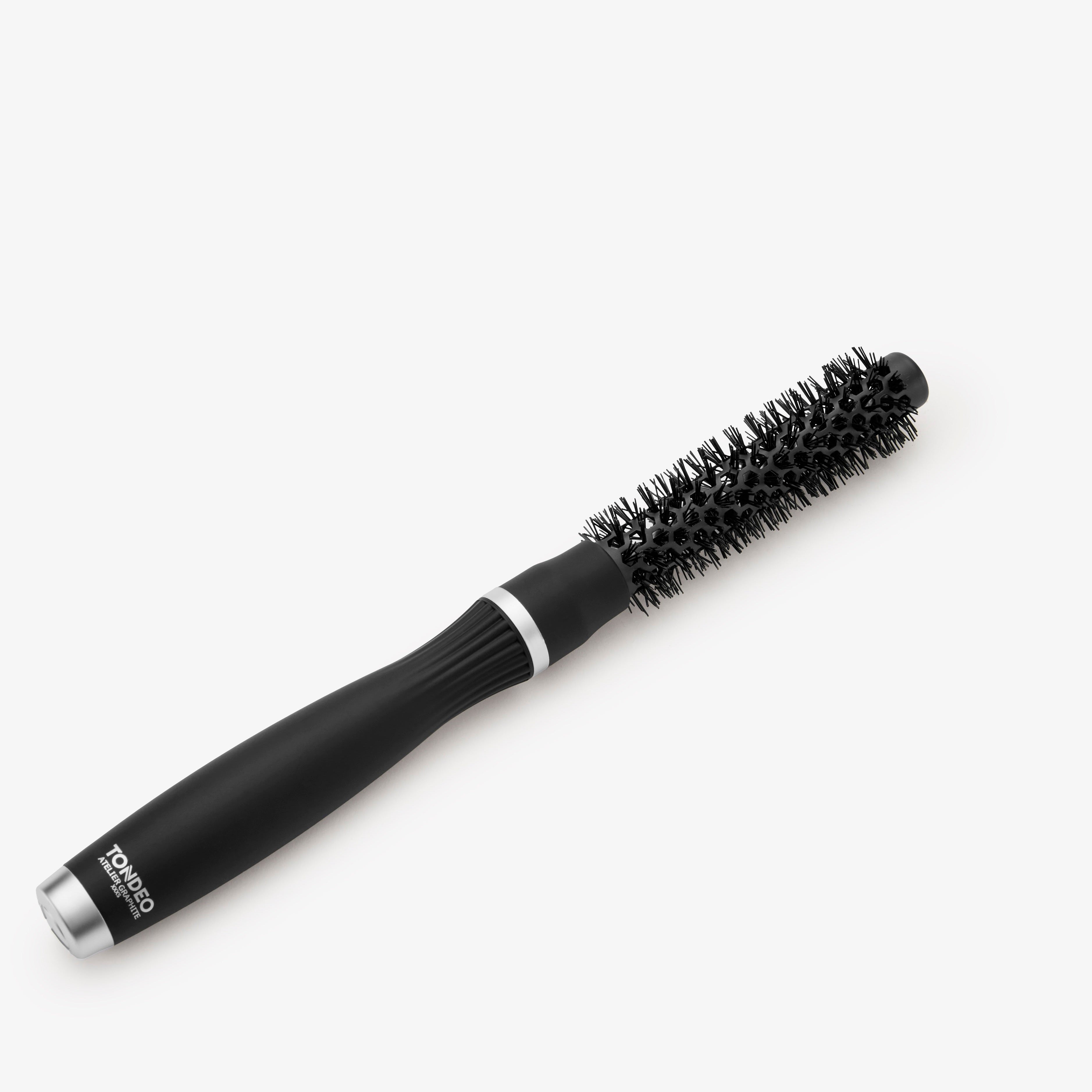 Atelier Graphite Haarbürste in elegantem Schwarz – professionelle Stylingbürste, Rundbürste Größe XXXS