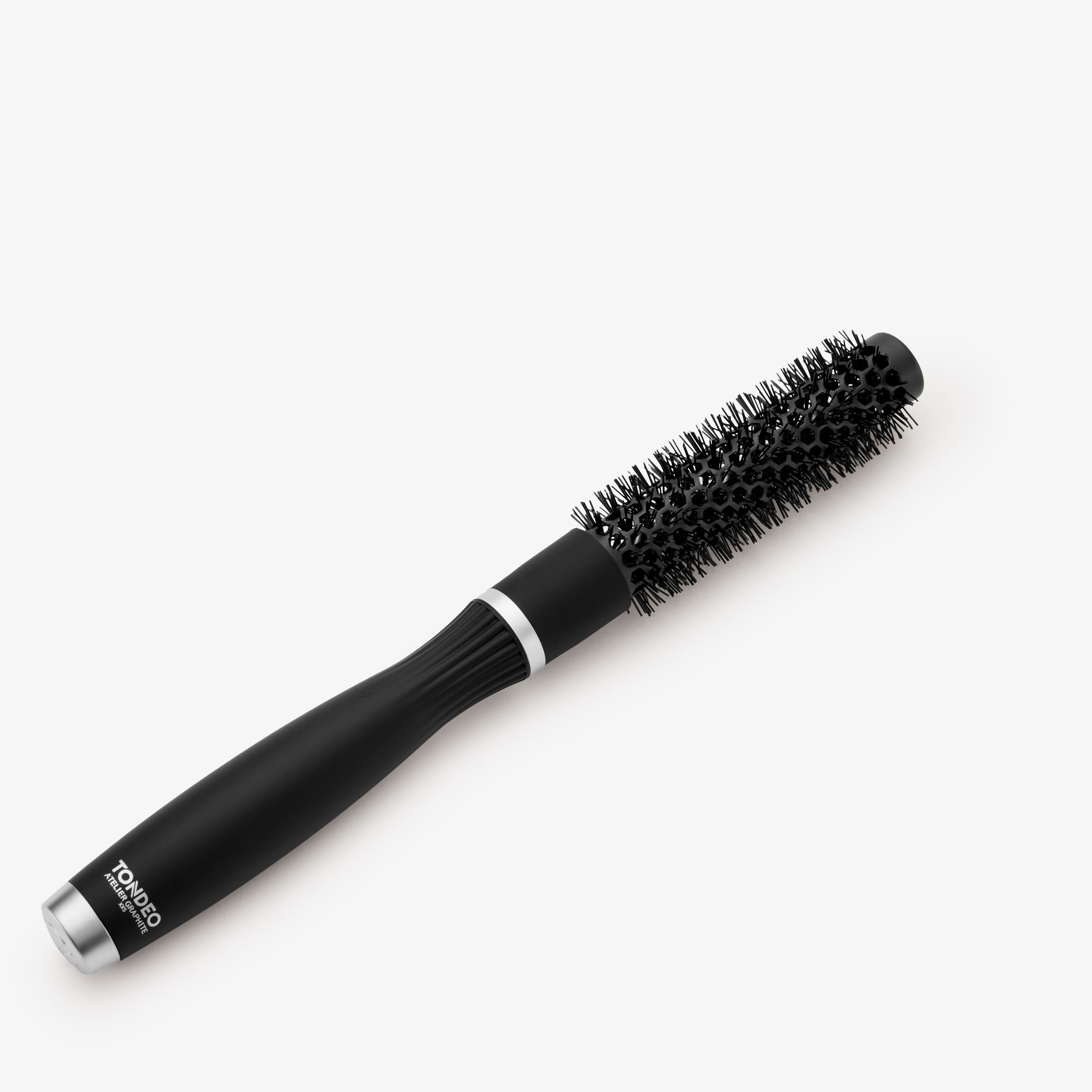 Atelier Graphite Haarbürste in elegantem Schwarz – professionelle Stylingbürste, Rundbürste Größe XXS