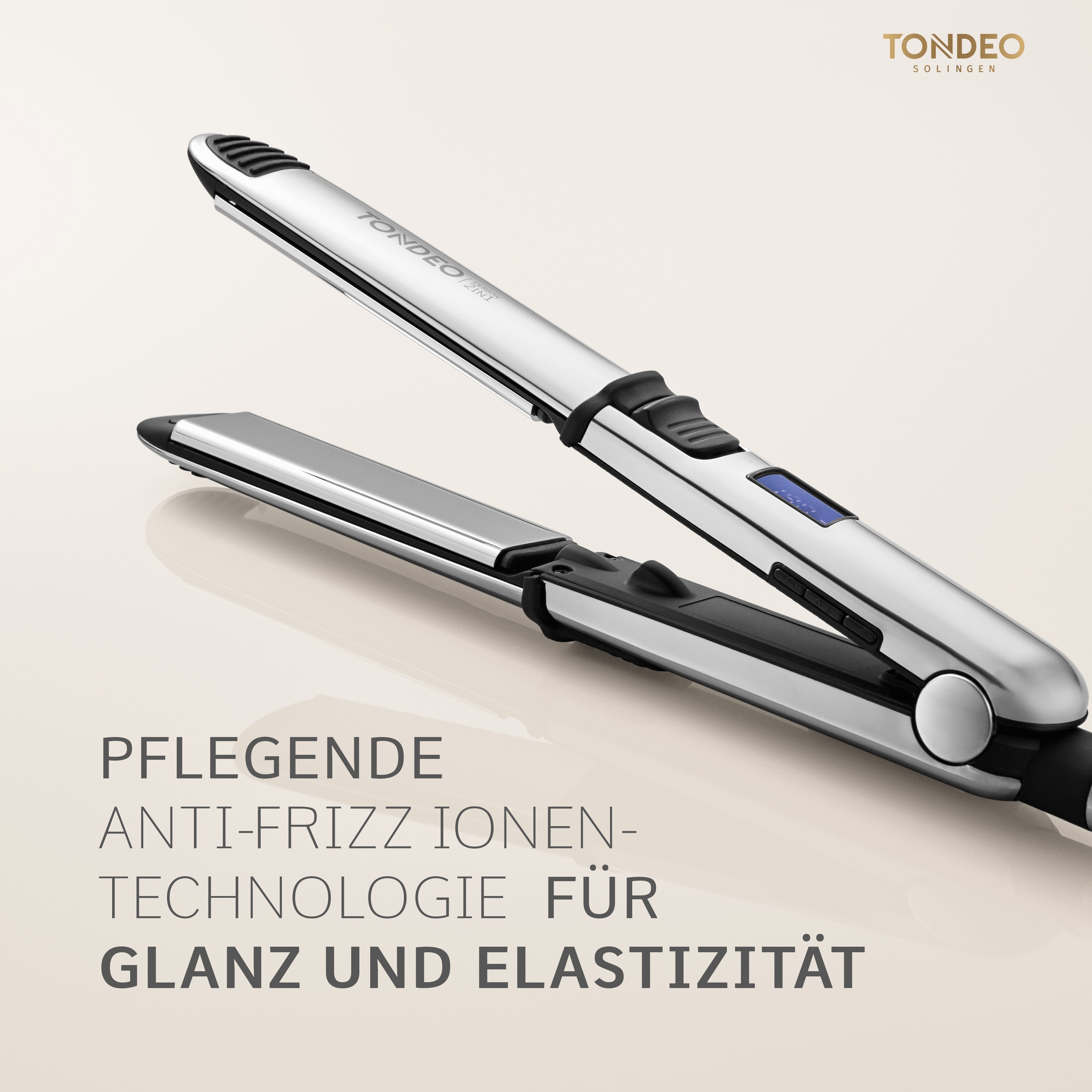 Plancha de pelo brillante con tecnología iónica