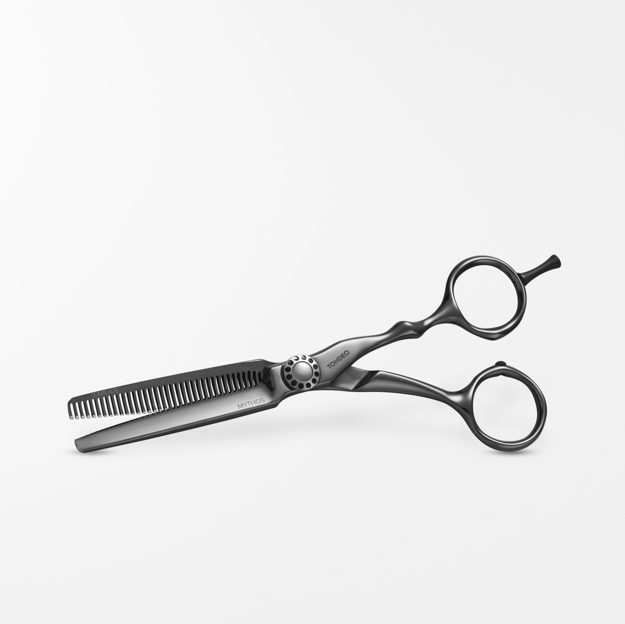 TONDEO MYTHOS 36, nero Made in Solingen, forbici da parrucchiere di alta qualità, forbici da sfoltitura, forbici da modellatura