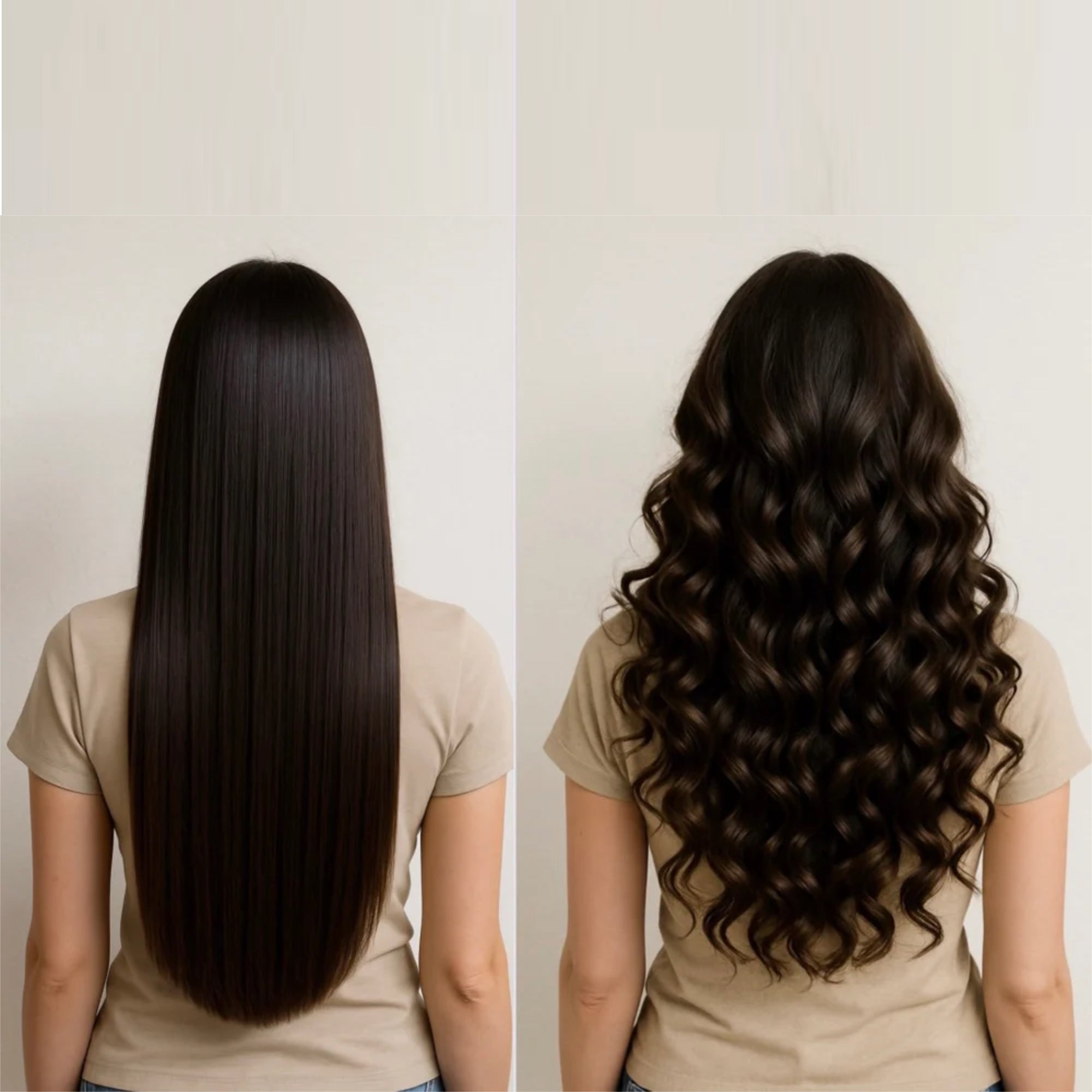 Peinado antes y después: rizos lisos