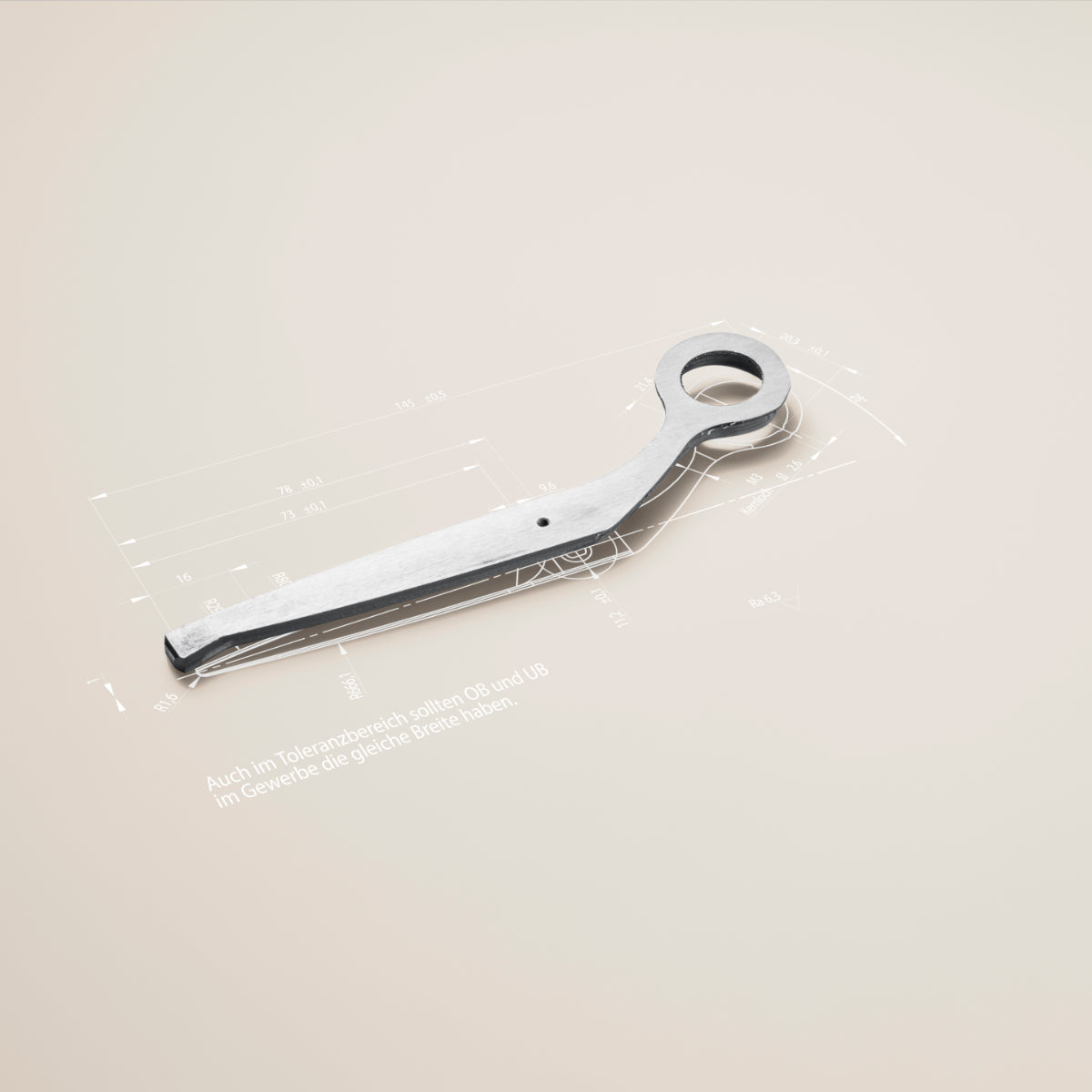 Friseurscheren-Rohling auf technischer Zeichnung