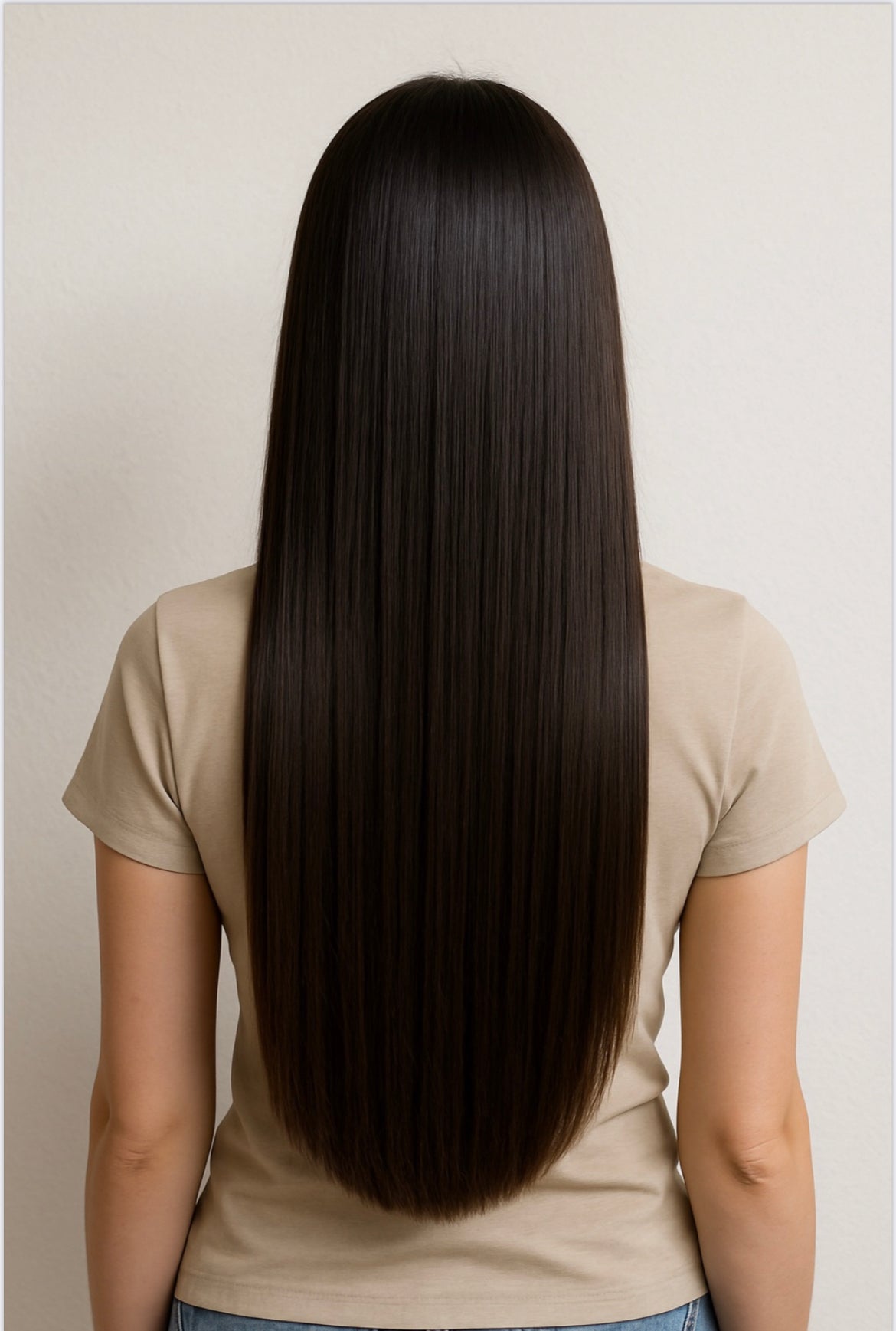 Cabello femenino liso, sano y largo